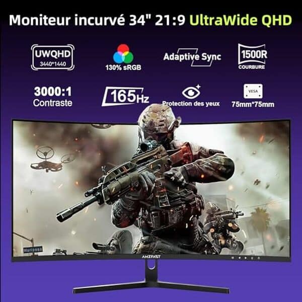 Découvrez notre test détaillé de l'écran gamer amzfast 34 pouces incurvé 165Hz UWQHD : performances, qualité d'image et avis complet pour les gamers. 